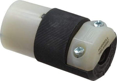 Hubbell Wiring Device-Kellems - 250 VAC, 20 Amp, 6-20R NEMA, Straight, Self Grounding, Commercial, Industrial Grade Connector - 2 Pole, 3 Wire, 1 Phase, 2 hp, Nylon, Black, White - USA Tool & Supply