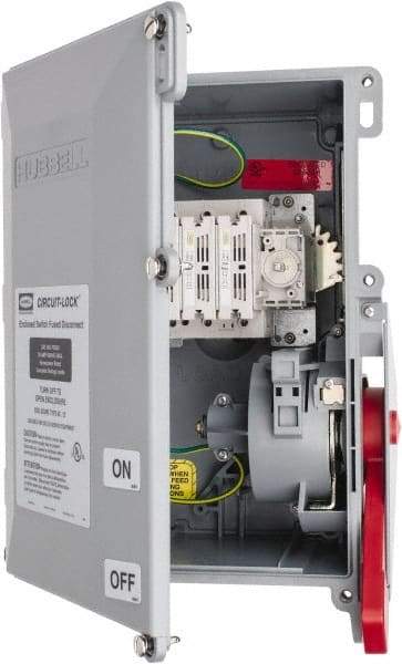 Hubbell Wiring Device-Kellems - 600VAC, 3 Pole, 4X, Enclosed Fused Cam & Disconnect Switch - 11.46 Inch Wide x 15.03 Inch High x 7.27 Inch Deep - USA Tool & Supply