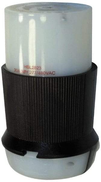 Hubbell Wiring Device-Kellems - 277/480 VAC, 30 Amp, L22-30R Configuration, Industrial Grade, Self Grounding Connector - 3 Phase, 4 Poles, IP20, 0.35 to 1.15 Inch Cord Diameter - USA Tool & Supply