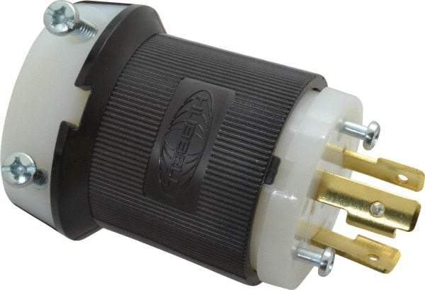 Hubbell Wiring Device-Kellems - 250 VAC, 20 Amp, L6-20P Configuration, Industrial Grade, Self Grounding Plug - 1 Phase, 2 Poles, IP20, 0.36 to 0.93 Inch Cord Diameter - USA Tool & Supply