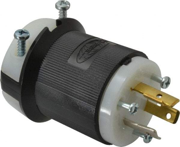 Hubbell Wiring Device-Kellems - 277 VAC, 20 Amp, L7-20P Configuration, Industrial Grade, Self Grounding Plug - 1 Phase, 2 Poles, IP20, 0.36 to 0.93 Inch Cord Diameter - USA Tool & Supply