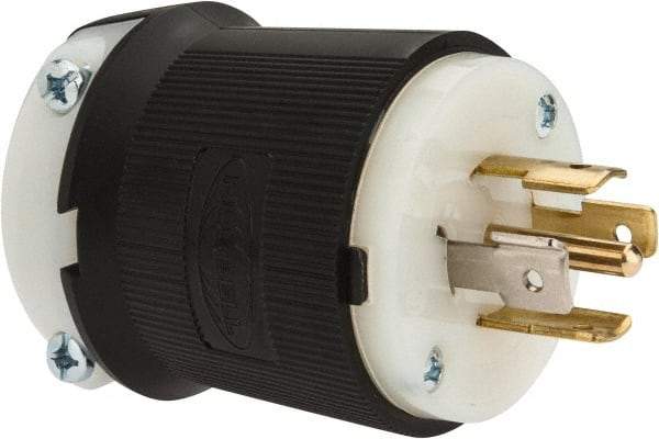 Hubbell Wiring Device-Kellems - 120/208 VAC, 20 Amp, L21-20P Configuration, Industrial Grade, Self Grounding Plug - 3 Phase, 4 Poles, IP20, 0.35 to 1.15 Inch Cord Diameter - USA Tool & Supply