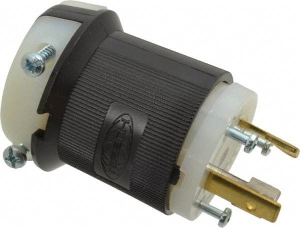 Hubbell Wiring Device-Kellems - 125 VAC, 30 Amp, L5-30P Configuration, Industrial Grade, Self Grounding Plug - 1 Phase, 2 Poles, IP20, 0.36 to 0.93 Inch Cord Diameter - USA Tool & Supply