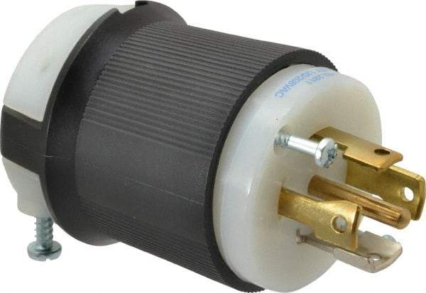 Hubbell Wiring Device-Kellems - 120/208 VAC, 30 Amp, L21-30P Configuration, Industrial Grade, Self Grounding Plug - 3 Phase, 4 Poles, IP20, 0.35 to 1.15 Inch Cord Diameter - USA Tool & Supply