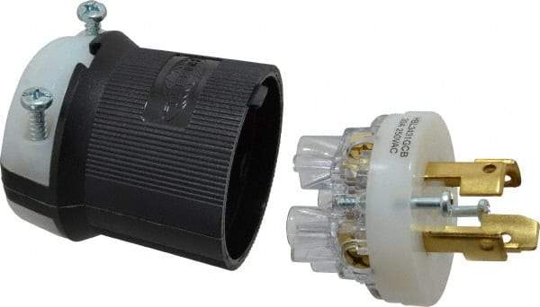 Hubbell Wiring Device-Kellems - 250 VAC, 30 Amp, NonNEMA Configuration, Industrial Grade, Self Grounding Plug - 3 Phase, 3 Poles, IP20, 0.35 to 1.15 Inch Cord Diameter - USA Tool & Supply