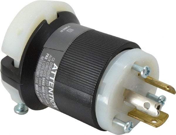 Hubbell Wiring Device-Kellems - 125/250 VAC, 20 Amp, NonNEMA Configuration, Industrial Grade, Ungrounded Plug - 1 Phase, 3 Poles, IP20, 0.36 to 0.93 Inch Cord Diameter - USA Tool & Supply