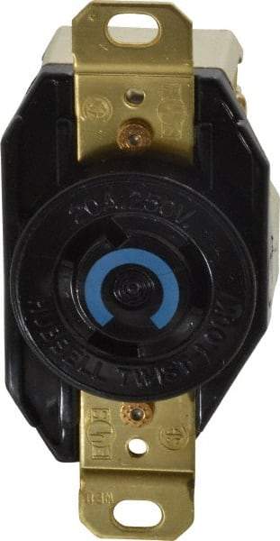 Hubbell Wiring Device-Kellems - 250 VAC, 20 Amp, L6-20R NEMA, Self Grounding Receptacle - 2 Poles, 3 Wire, Female End, Black - USA Tool & Supply