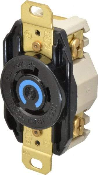Hubbell Wiring Device-Kellems - 250 VAC, 20 Amp, L15-20R NEMA, Self Grounding Receptacle - 3 Poles, 4 Wire, Female End, Black - USA Tool & Supply