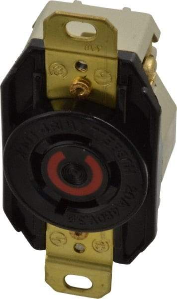 Hubbell Wiring Device-Kellems - 480 VAC, 20 Amp, L16-20R NEMA, Self Grounding Receptacle - 3 Poles, 4 Wire, Female End, Black - USA Tool & Supply