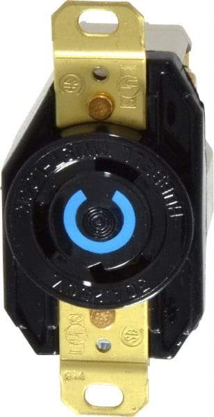 Hubbell Wiring Device-Kellems - 250 VAC, 30 Amp, L6-30R NEMA, Self Grounding Receptacle - 2 Poles, 3 Wire, Female End, Black - USA Tool & Supply