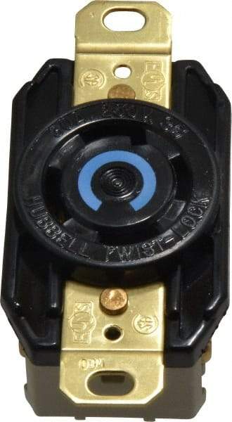Hubbell Wiring Device-Kellems - 250 VAC, 30 Amp, L15-30R NEMA, Self Grounding Receptacle - 3 Poles, 4 Wire, Female End, Black - USA Tool & Supply