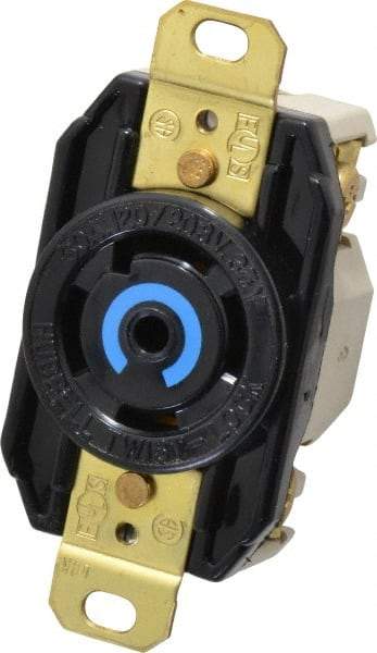 Hubbell Wiring Device-Kellems - 120/208 VAC, 30 Amp, L21-30R NEMA, Self Grounding Receptacle - 4 Poles, 5 Wire, Female End, Black - USA Tool & Supply