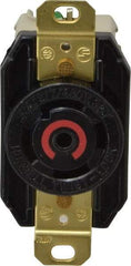 Hubbell Wiring Device-Kellems - 277/480 VAC, 30 Amp, L22-30R NEMA, Self Grounding Receptacle - 4 Poles, 5 Wire, Female End, Black - USA Tool & Supply