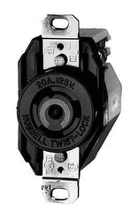 Hubbell Wiring Device-Kellems - 277/480 VAC, 20 Amp, L22-20R NEMA, Self Grounding Receptacle - 4 Poles, 5 Wire, Female End, Black - USA Tool & Supply