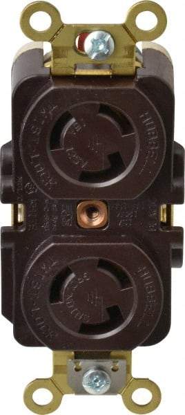 Hubbell Wiring Device-Kellems - 125 VAC, 15 Amp, L5-15R NEMA, Self Grounding Receptacle - 2 Poles, 3 Wire, Female End, Brown - USA Tool & Supply