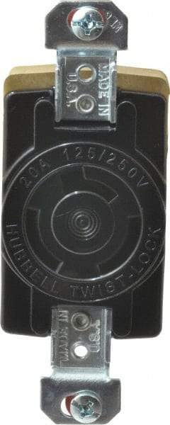 Hubbell Wiring Device-Kellems - 125/250 VAC, 20 Amp, NonNEMA, Ungrounded Receptacle - 3 Poles, 3 Wire, Female End, Black - USA Tool & Supply