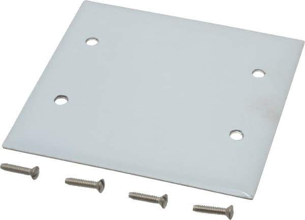Hubbell Wiring Device-Kellems - 2 Gang, 4-1/2 Inch Long x 4.6 Inch Wide, Standard Blank Wall Plate - Blank, Metallic, Stainless Steel - USA Tool & Supply