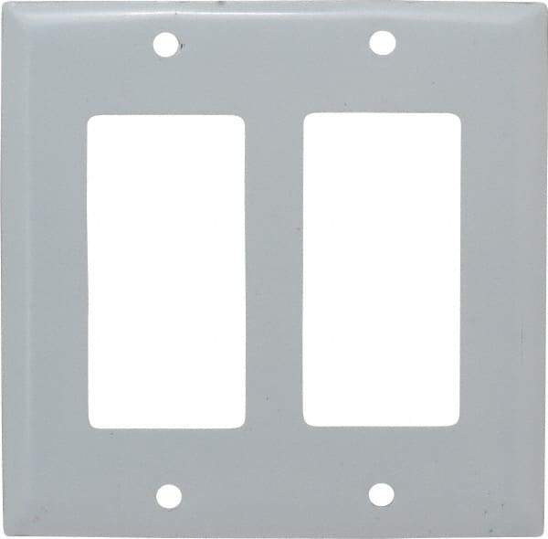 Hubbell Wiring Device-Kellems - 2 Gang, 4-1/2 Inch Long x 4.6 Inch Wide, Standard Outlet Wall Plate - GFCI/Surge Receptacle, Metallic, Stainless Steel - USA Tool & Supply