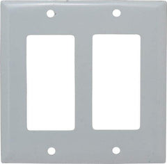 Hubbell Wiring Device-Kellems - 2 Gang, 4-1/2 Inch Long x 4.6 Inch Wide, Standard Outlet Wall Plate - GFCI/Surge Receptacle, Metallic, Stainless Steel - USA Tool & Supply