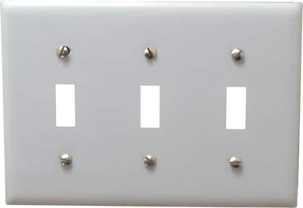 Hubbell Wiring Device-Kellems - 3 Gang, Switch Plate - Toggle Switch, Metallic, Stainless Steel - USA Tool & Supply