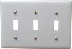 Hubbell Wiring Device-Kellems - 3 Gang, Switch Plate - Toggle Switch, Metallic, Stainless Steel - USA Tool & Supply