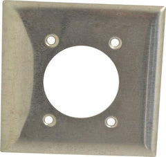 Hubbell Wiring Device-Kellems - 2 Gang, 4-1/2 Inch Long x 4.6 Inch Wide, Standard Outlet Wall Plate - Single Outlet, Metallic, Stainless Steel - USA Tool & Supply