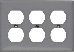 Hubbell Wiring Device-Kellems - 3 Gang, Outlet Wall Plate - Duplex Outlet, Metallic, Stainless Steel - USA Tool & Supply