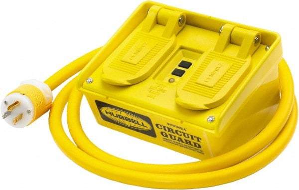 Hubbell Wiring Device-Kellems - 4 Outlet, 120 Volt, 15 Amp Rating, 4 to 6mA Max Surge, Floor, Industrial GFCI - 6 Ft. Cord Length, 5-15R NEMA Configuration, Plastic Housing - USA Tool & Supply