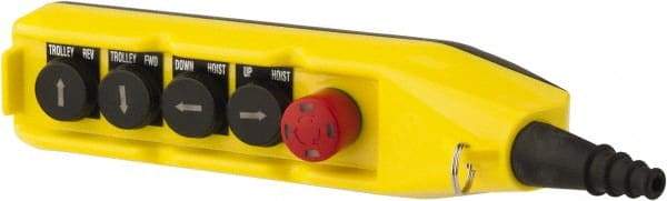 ACI - 5 Operator, Mushroom Head Pendant Control Station - No Legend, NO/NC Contact - USA Tool & Supply