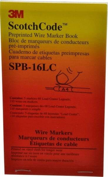 3M - 450 Label, 1.37 Inch Long x 0.22 Inch Wide x 1/4mm Thick, Alphanumeric, Electrical Vinyl Film Book - Black Legend, White Background, 39.2 to 100.4°F, Self Adhesive - USA Tool & Supply