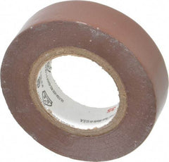 3M - 1/2" x 20', Brown Vinyl Electrical Tape - Series 35, 7 mil Thick, 1,250 V/mil Dielectric Strength, 17 Lb./Inch Tensile Strength - USA Tool & Supply