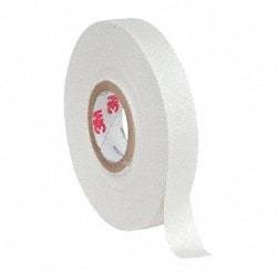 3M - 1/2" x 66', White Glass Cloth Electrical Tape - Series 27, 7 mil Thick, 150 Lb./Inch Tensile Strength - USA Tool & Supply