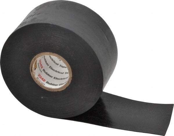 3M - 1-1/2" x 15', Black Rubber Electrical Tape - Series 2242, 30 mil Thick, 750 V/mil Dielectric Strength, 7.5 Lb./Inch Tensile Strength - USA Tool & Supply