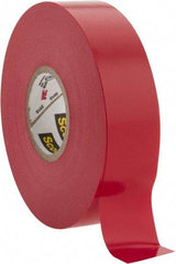 3M - 3/4" x 66', Red Vinyl Electrical Tape - Series 35, 7 mil Thick, 1,250 V/mil Dielectric Strength, 17 Lb./Inch Tensile Strength - USA Tool & Supply