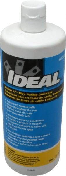 Ideal - 1 Quart Squeeze Bottle, Yellow Wire Pulling Lubricant Gel - 40 to 120°F, RoHS Compliant, UL Listed - USA Tool & Supply