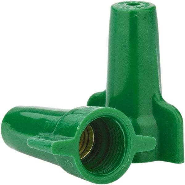 Ideal - 2, 14 to 4, 12 AWG, 600 Volt, Flame Retardant, Wing Twist on Wire Connector - Green, 221°F - USA Tool & Supply