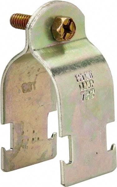 Thomas & Betts - 1-3/8" Pipe, 14 Gauge" Pipe or Tube Clamp - Gold Galvanized, 1,000 Lb Capacity - USA Tool & Supply