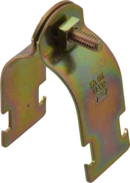 Thomas & Betts - 1-5/8" Pipe, 14 Gauge" Pipe or Tube Clamp - Gold Galvanized, 1,000 Lb Capacity - USA Tool & Supply