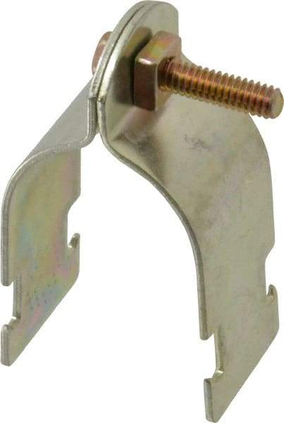 Thomas & Betts - 1-1/4" Pipe, 14 Gauge" Pipe or Conduit Clamp - Gold Galvanized, Rigid & IMC Conduit - USA Tool & Supply