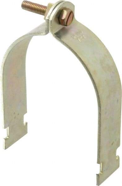 Thomas & Betts - 3-1/2" Pipe, 1/8 Gauge" Pipe or Conduit Clamp - Gold Galvanized, Rigid & IMC Conduit - USA Tool & Supply