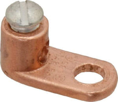 Thomas & Betts - 14-8 AWG Noninsulated Crimp Connection D Shaped Ring Terminal - 1/4" Stud, 13/16" OAL x 3/8" Wide, Tin Plated Copper Contact - USA Tool & Supply