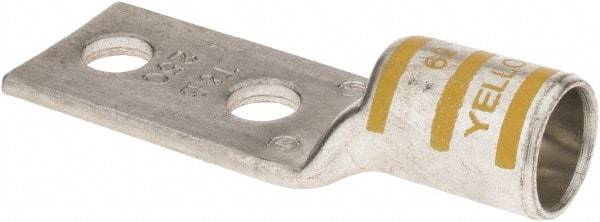 Thomas & Betts - 250 kcmil Wire Noninsulated Crimp Connection Rectangle Ring Terminal - 3/8" Stud, 3.28" OAL x 1.13" Wide, Tin Plated Copper Contact - USA Tool & Supply