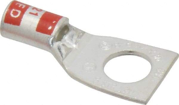 Thomas & Betts - 8 AWG Noninsulated Compression Connection Square Ring Terminal - 5/16" Stud, 1.33" OAL x 0.56" Wide, Tin Plated Copper Contact - USA Tool & Supply