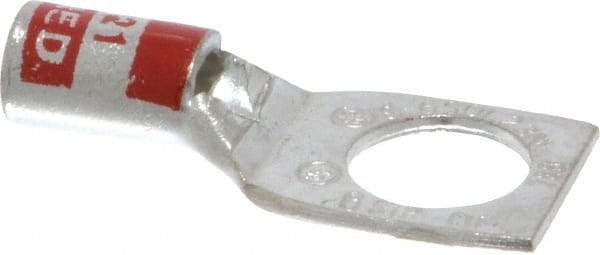 Thomas & Betts - 8 AWG Noninsulated Compression Connection Square Ring Terminal - 3/8" Stud, 1.33" OAL x 0.56" Wide, Tin Plated Copper Contact - USA Tool & Supply