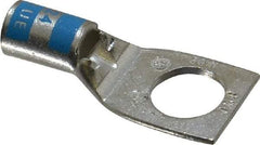 Thomas & Betts - 6 AWG Noninsulated Compression Connection Square Ring Terminal - 3/8" Stud, 1.41" OAL x 0.6" Wide, Tin Plated Copper Contact - USA Tool & Supply