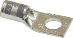 Thomas & Betts - 4 AWG Noninsulated Compression Connection Square Ring Terminal - 5/16" Stud, 1.42" OAL x 0.61" Wide, Tin Plated Copper Contact - USA Tool & Supply