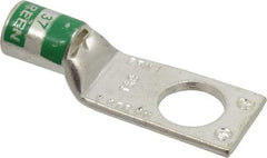Thomas & Betts - 1 AWG Noninsulated Compression Connection Square Ring Terminal - 1/2" Stud, 2.1" OAL x 0.76" Wide, Tin Plated Copper Contact - USA Tool & Supply