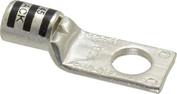 Thomas & Betts - 2/0 AWG Noninsulated Compression Connection Square Ring Terminal - 1/2" Stud, 2-1/4" OAL x 0.83" Wide, Tin Plated Copper Contact - USA Tool & Supply