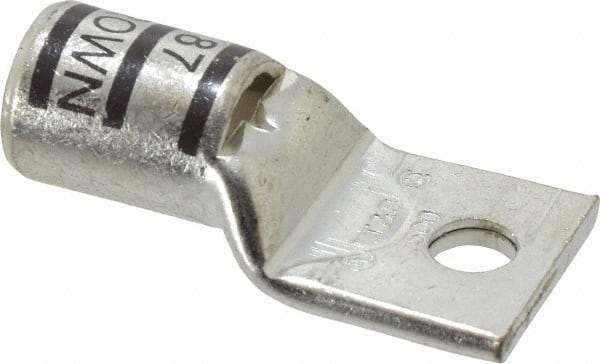 Thomas & Betts - 500 kcmil Wire Noninsulated Compression Connection Square Ring Terminal - 1/2" Stud, 3.3" OAL x 1.61" Wide, Tin Plated Copper Contact - USA Tool & Supply