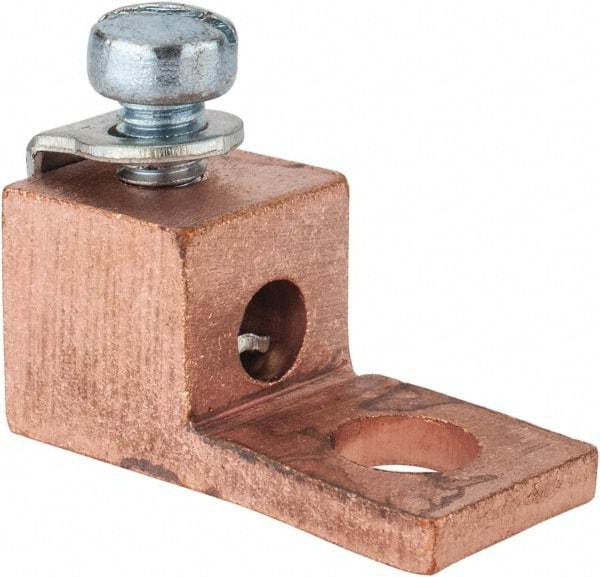 Thomas & Betts - 14-8 AWG Noninsulated Compression Connection Square Ring Terminal - 1/4" Stud, 1-1/8" OAL x 1/2" Wide, Copper Contact - USA Tool & Supply